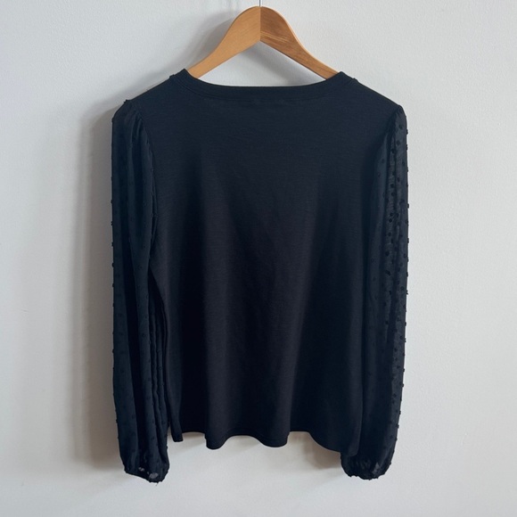 Cable & Gauge Black Top with Textured Sleeves - Picture 3 of 6